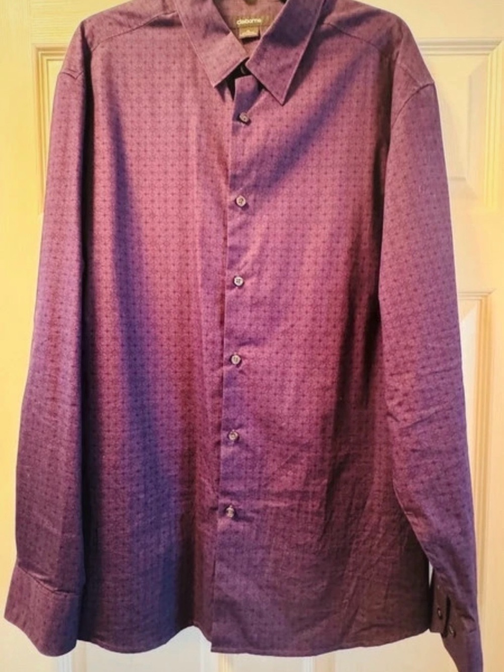 Claiborne Men's Purple Patterned Long Sleeve Dress Shirt